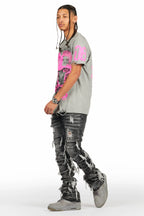 Vasco Grey Stacked Flare Jean