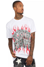 Kaelonix White Oversized Graphic T-Shirt