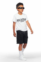 Boys Sana White/Black T-Shirt Cargo Short Set