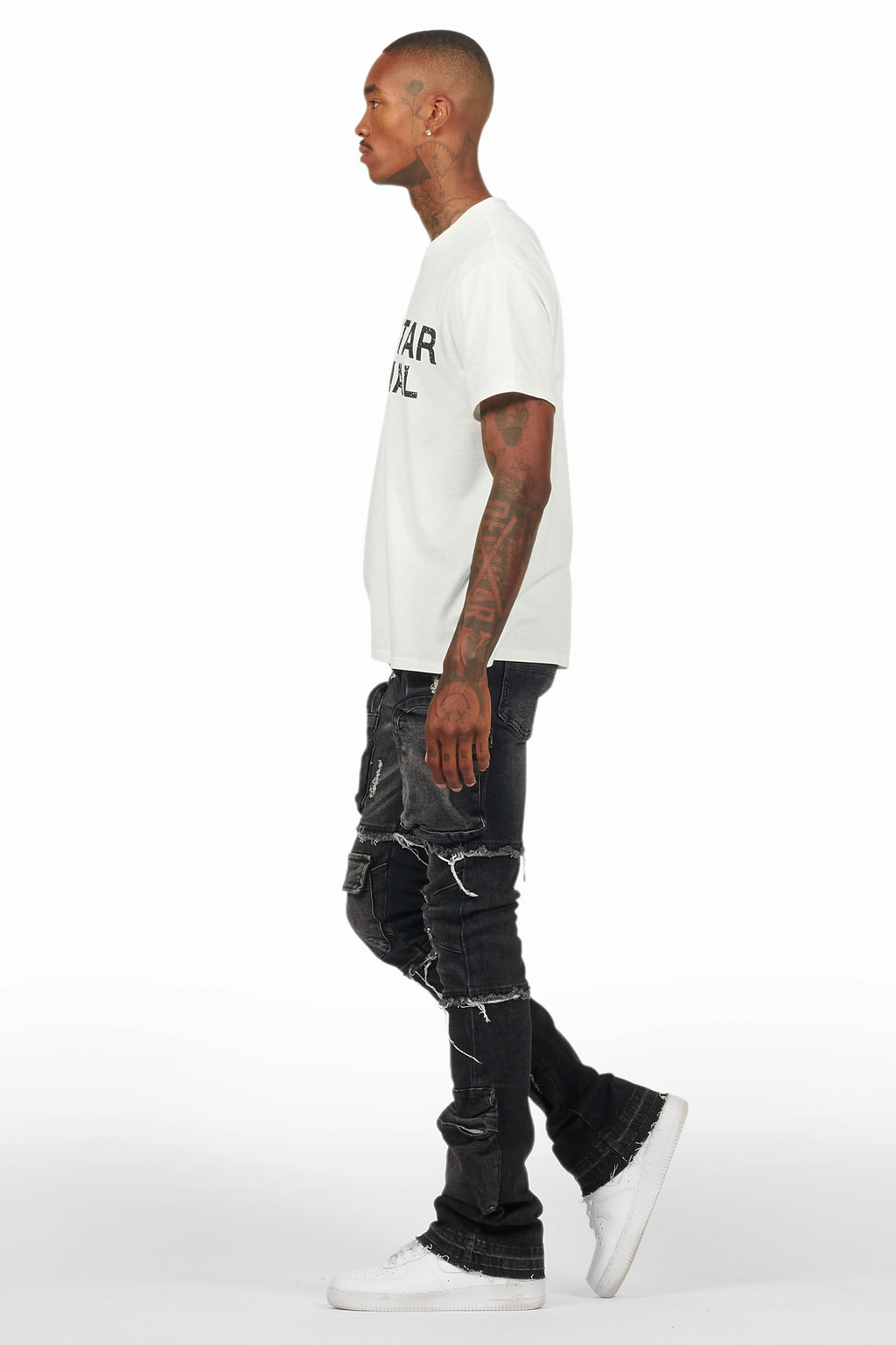 Shift Dark Grey Stacked Flare Jean