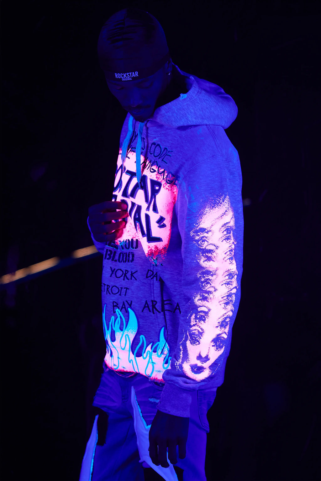 Beno Heather Grey Distressed Graphic Hoodie