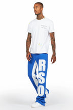 Uko Royal Blue Stacked Baggy Track Pant
