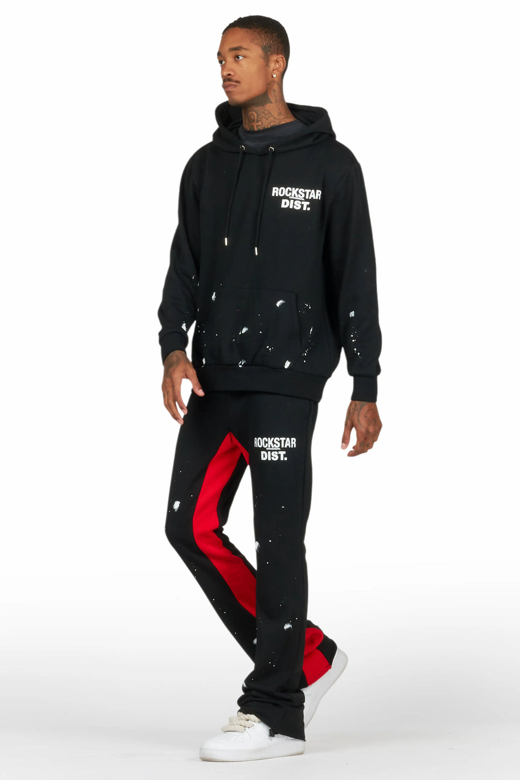 Raffer Black/Red Hoodie Baggy Fit Pant Track Set