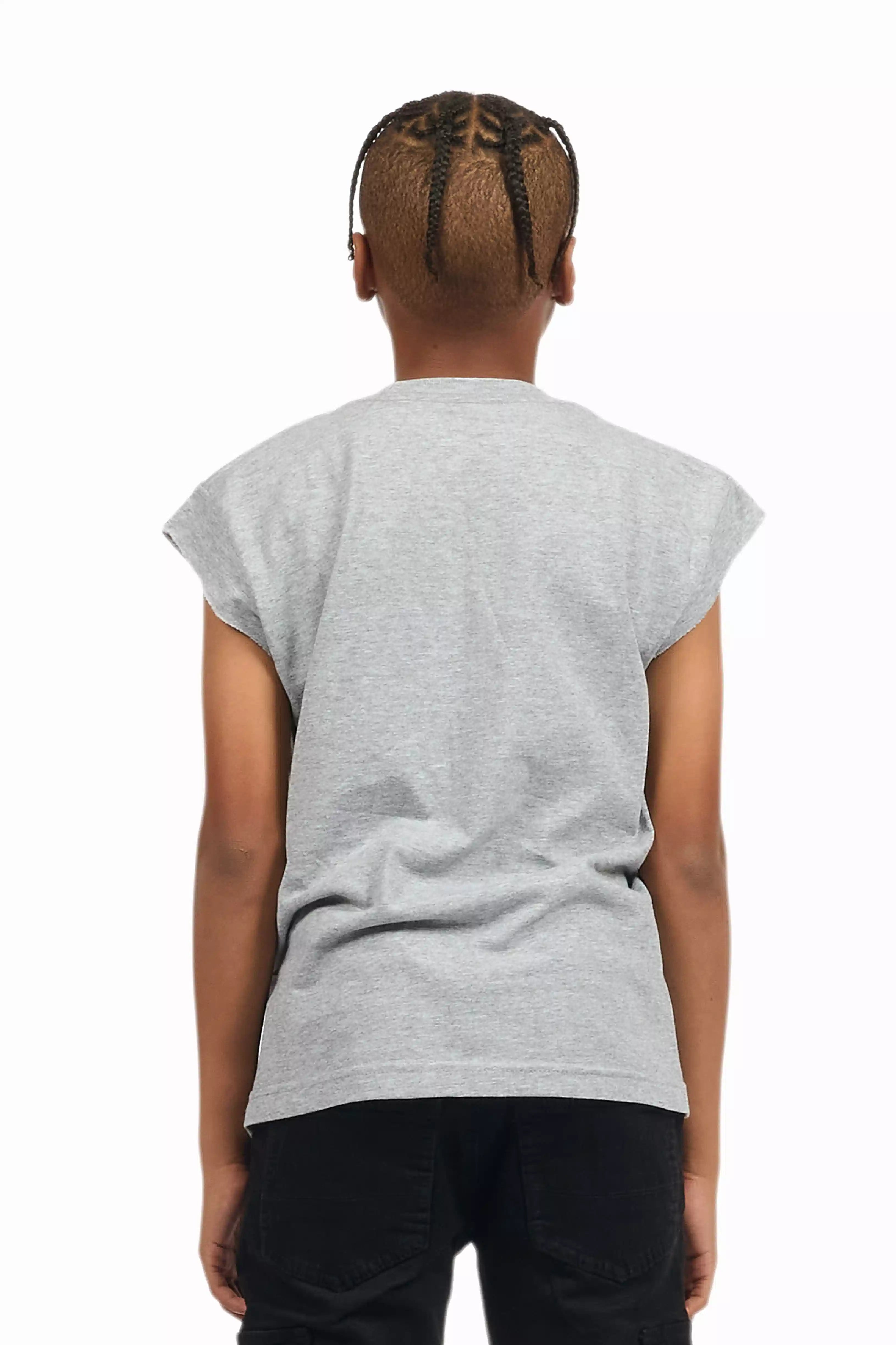 Boys Allstar Grey/Black Graphic Muscle T-Shirt