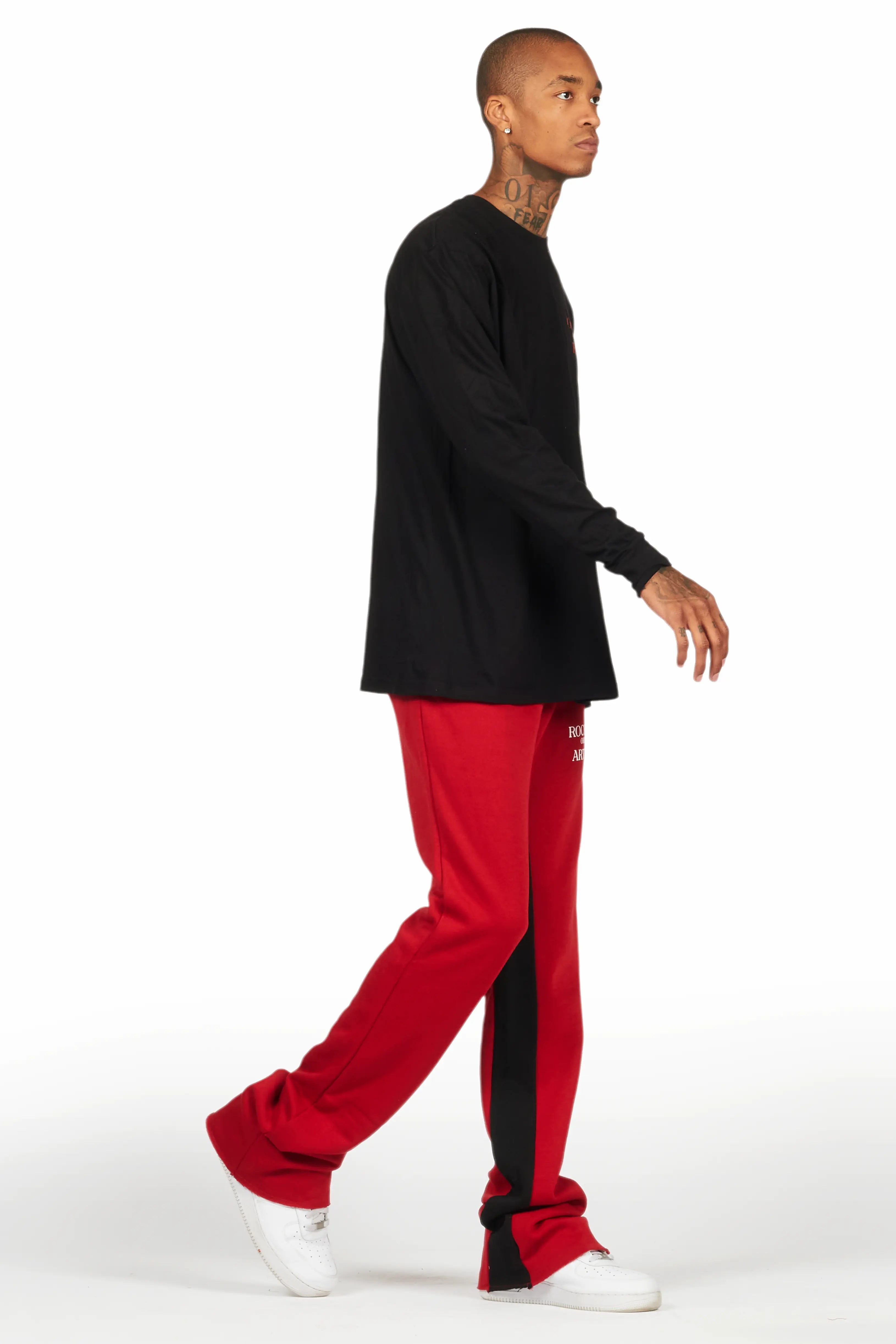 Briggs Burgundy Long Sleeve T-Shirt/Baggy Pant Set