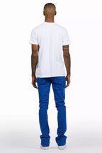 Sana White/Royal T-Shirt/Dag Stacked Flare Jean Set