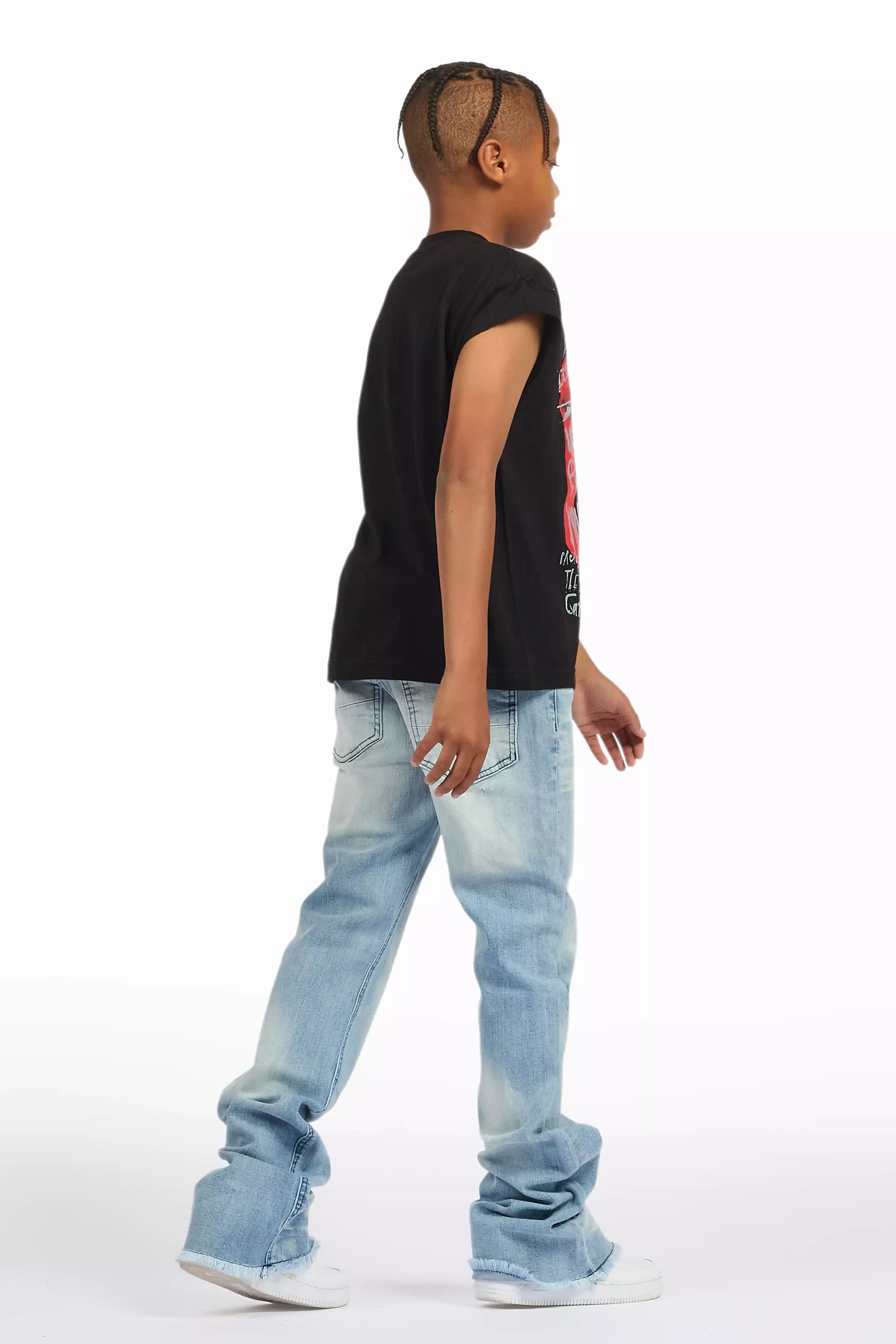 Boys Dag Dark Blue Stacked Flare Jean