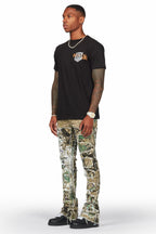 Ulysee Tree Camo Painter Stacked Flare Jean