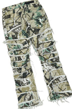 Girls Kammy Beige/Tree Camo Hoodie/Stacked Flare Jean Set