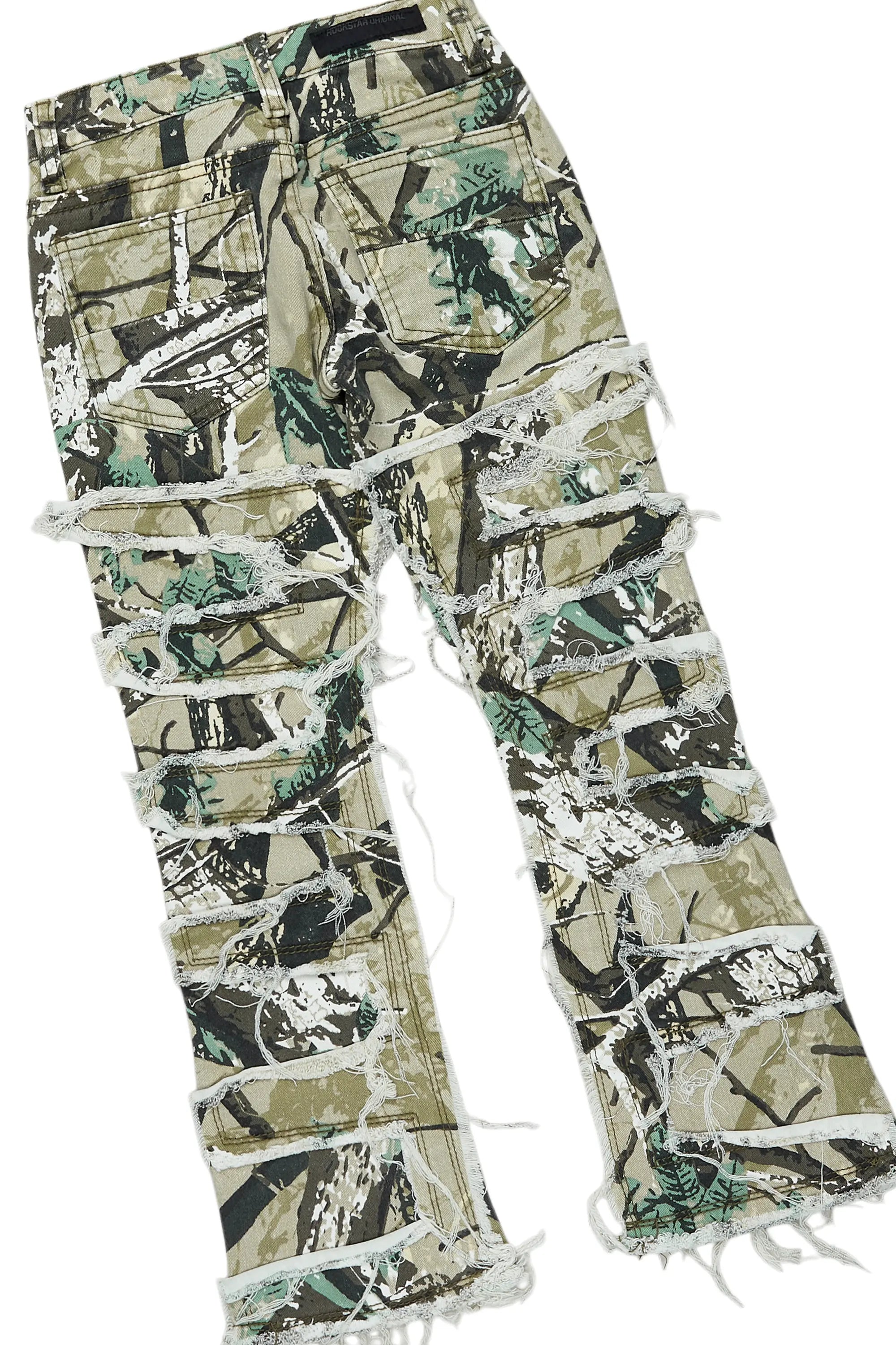 Girls Kammy Beige/Tree Camo Hoodie/Stacked Flare Jean Set