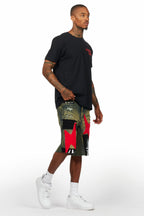 Akos Black/Red Tint T-Shirt/Denim Short Set