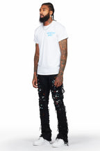 Talasi Black Painter Stacked Flare Jean