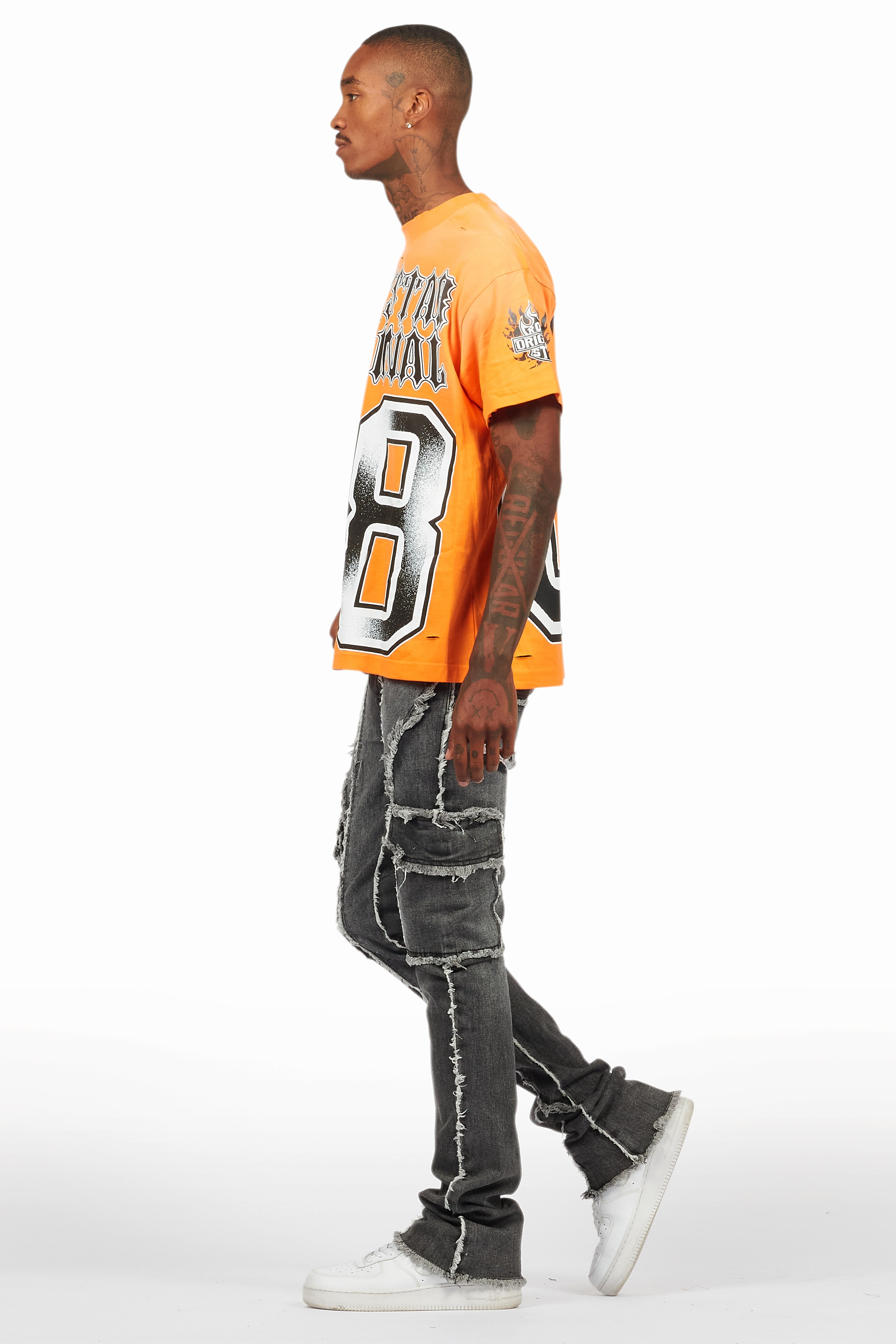 Alim Orange Oversized Graphic T-Shirt