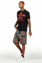 Tappy Black/Blue T-Shirt Short Set