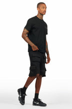 Sana Black/Black T-Shirt Cargo Shorts Set