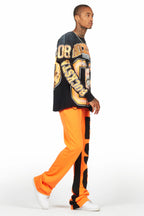 Fields Black/Orange Double Layer T-Shirt/Stacked Baggy Track Set