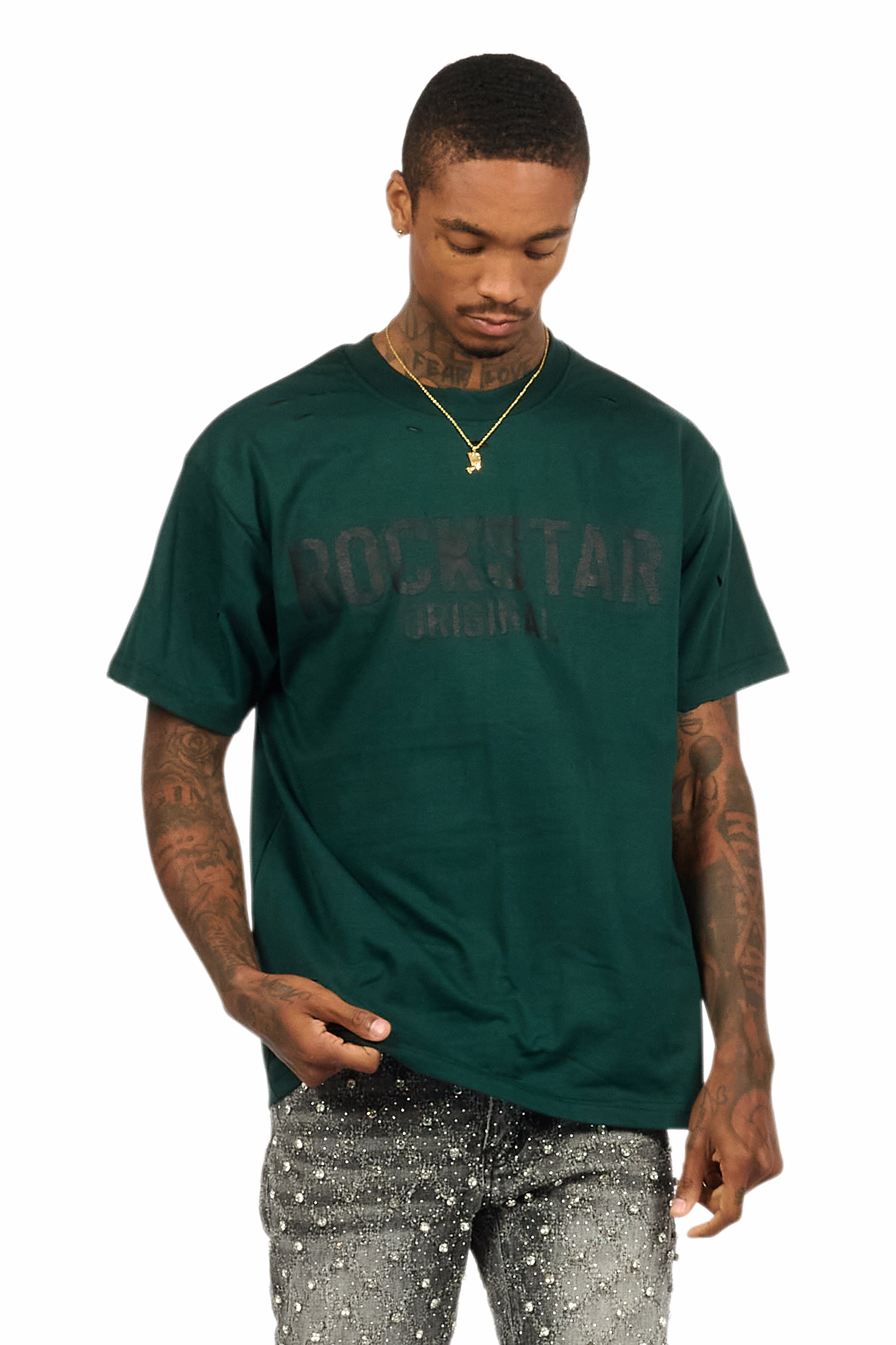 Sana 2.0 Dark Green/Black Oversized Graphic T-Shirt