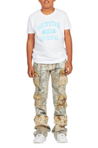 Boys Yves Tree Camo Stacked Flare Cargo Jean
