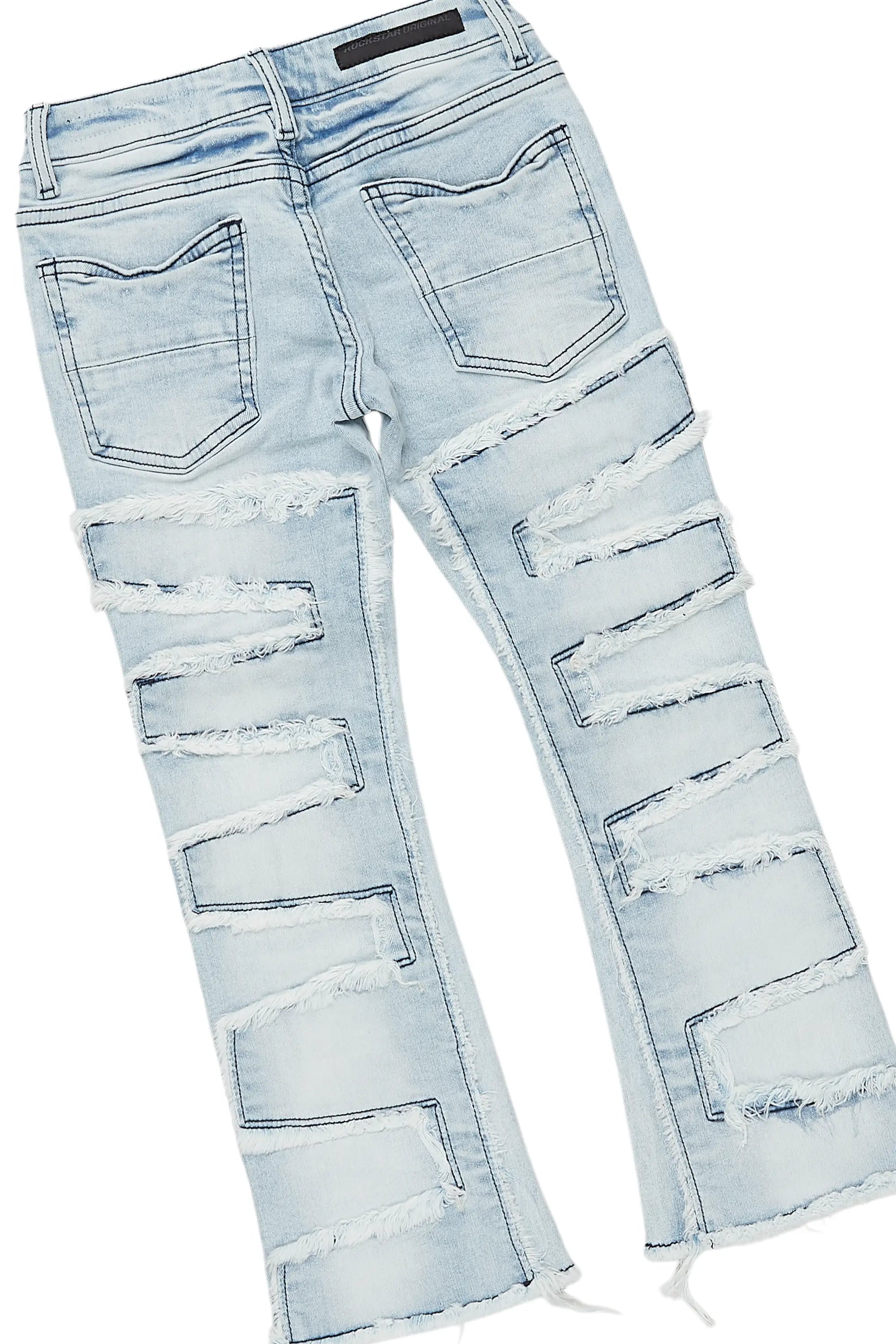 Girls Aimee Blue Hoodie/Stacked Flare Jean Set