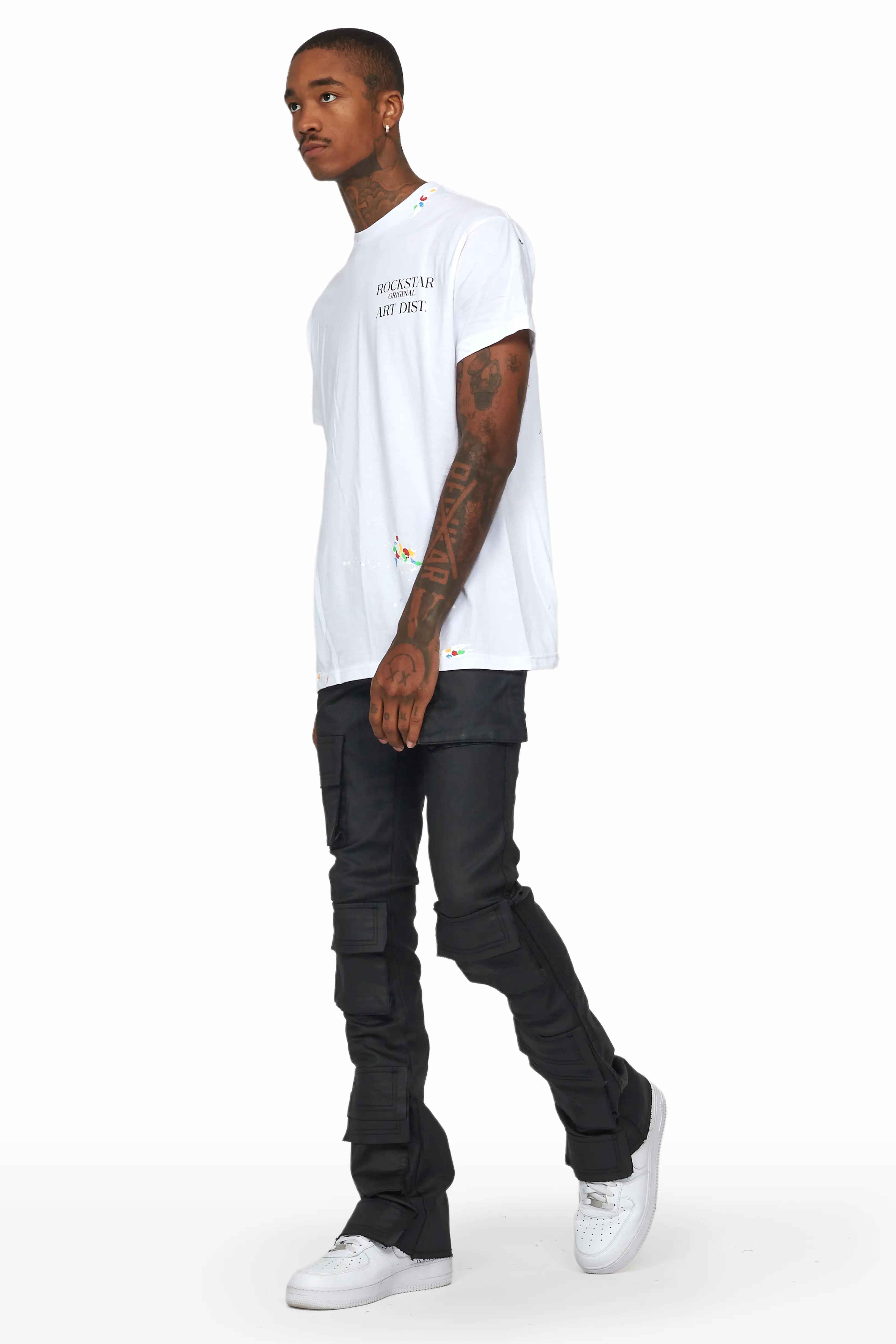 Zander Black Stacked Flare Cargo Jean