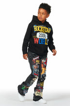 Boys Espen Black Stacked Flare Jean