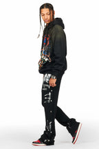 Filip Black Baggy Snap Button Pant