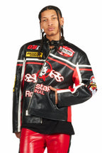 Roch Black/White Leather Moto Jacket