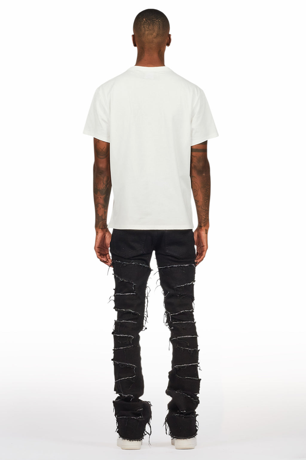 Shake Black Rhinestone Stacked Flare Jean