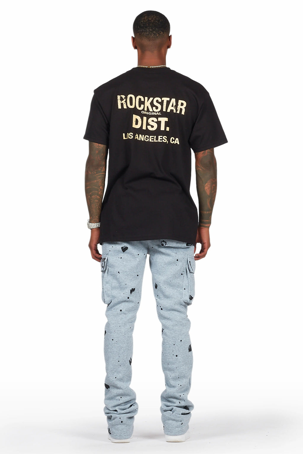 Radko Heather Grey Stacked Flare Cargo Pants