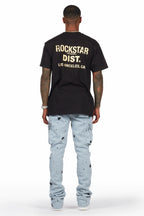 Radko Heather Grey Stacked Flare Cargo Pants