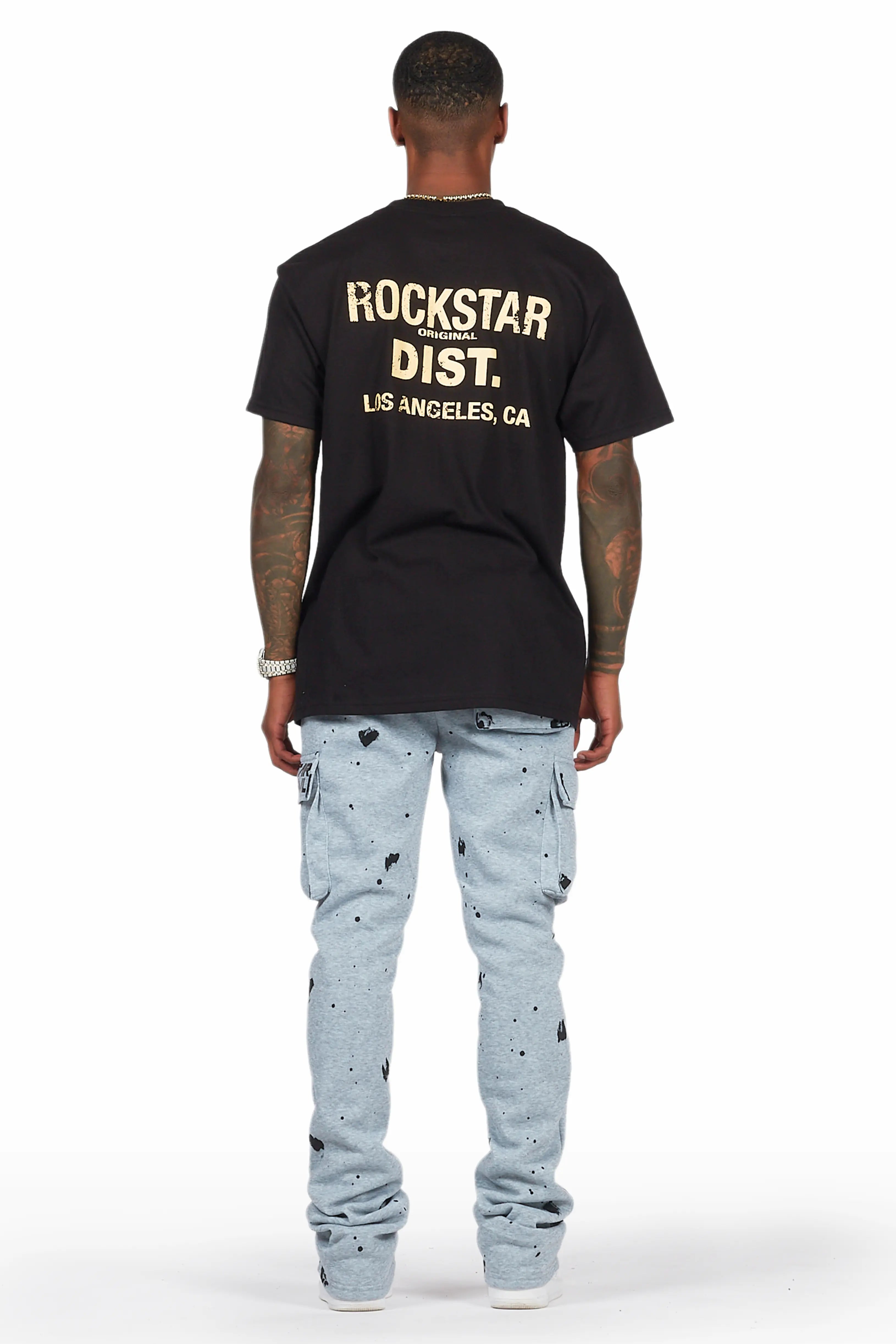 Radko Heather Grey Stacked Flare Cargo Pants