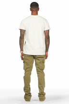 Alpine Olive Stacked Flare Cargo Pant