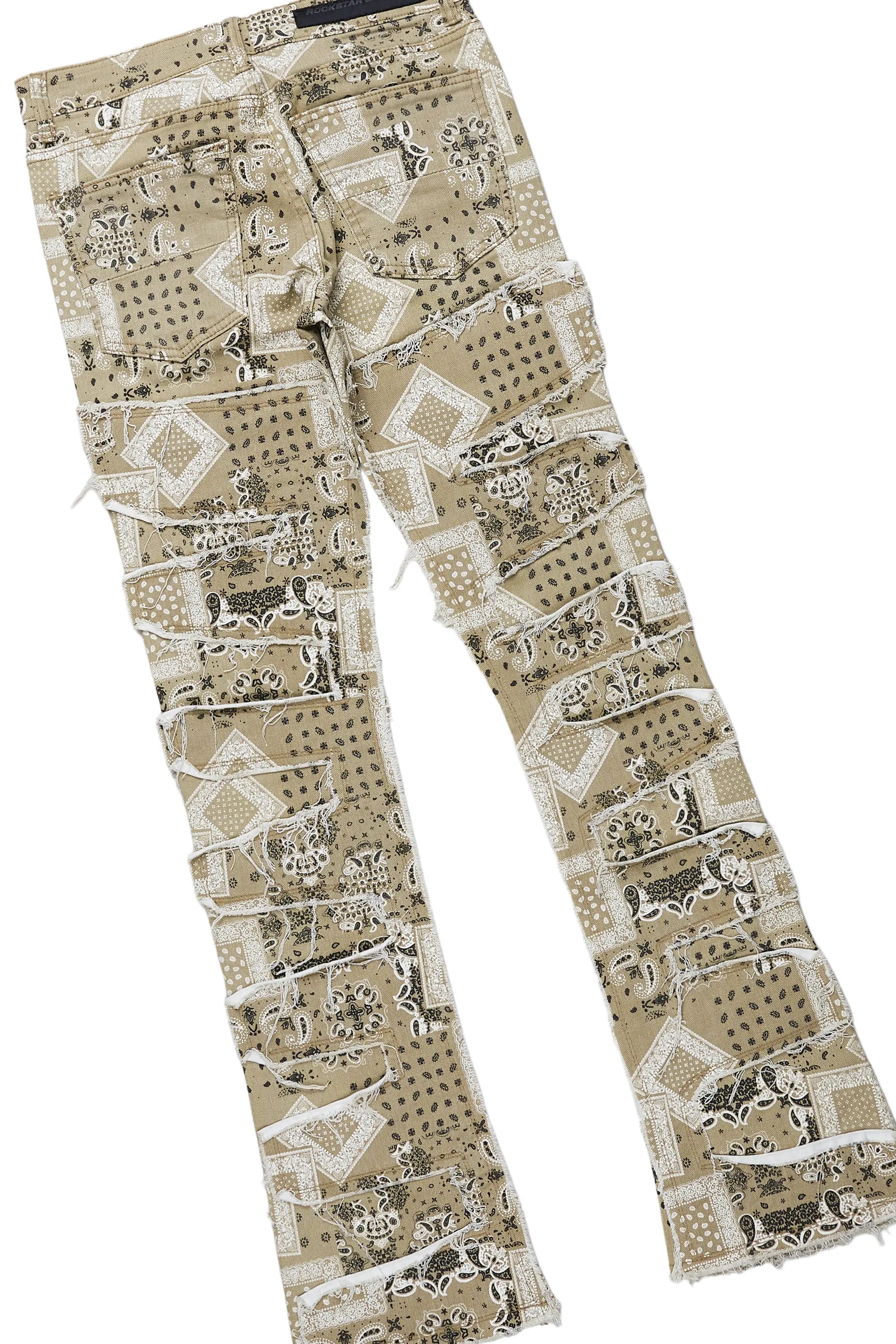 Leander White T-Shirt & Axton Beige Stacked Flare Jean Bundle