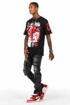 Grill Black/White Graphic Oversized T-Shirt