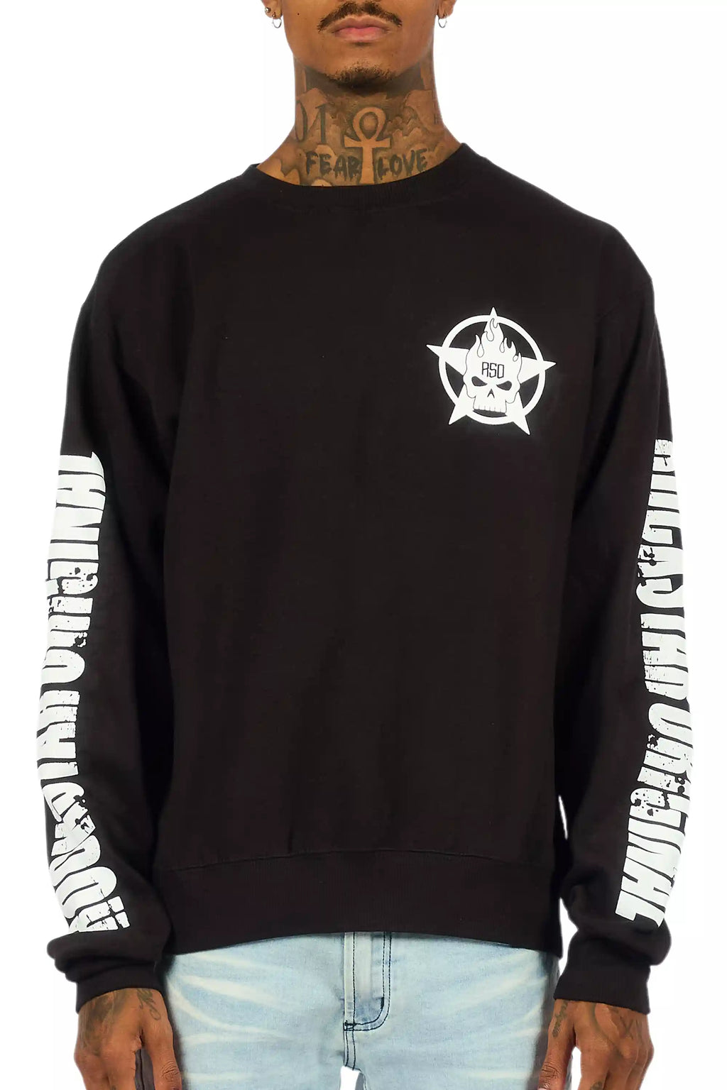 Keve Black/White Graphic Crewneck Sweatshirt