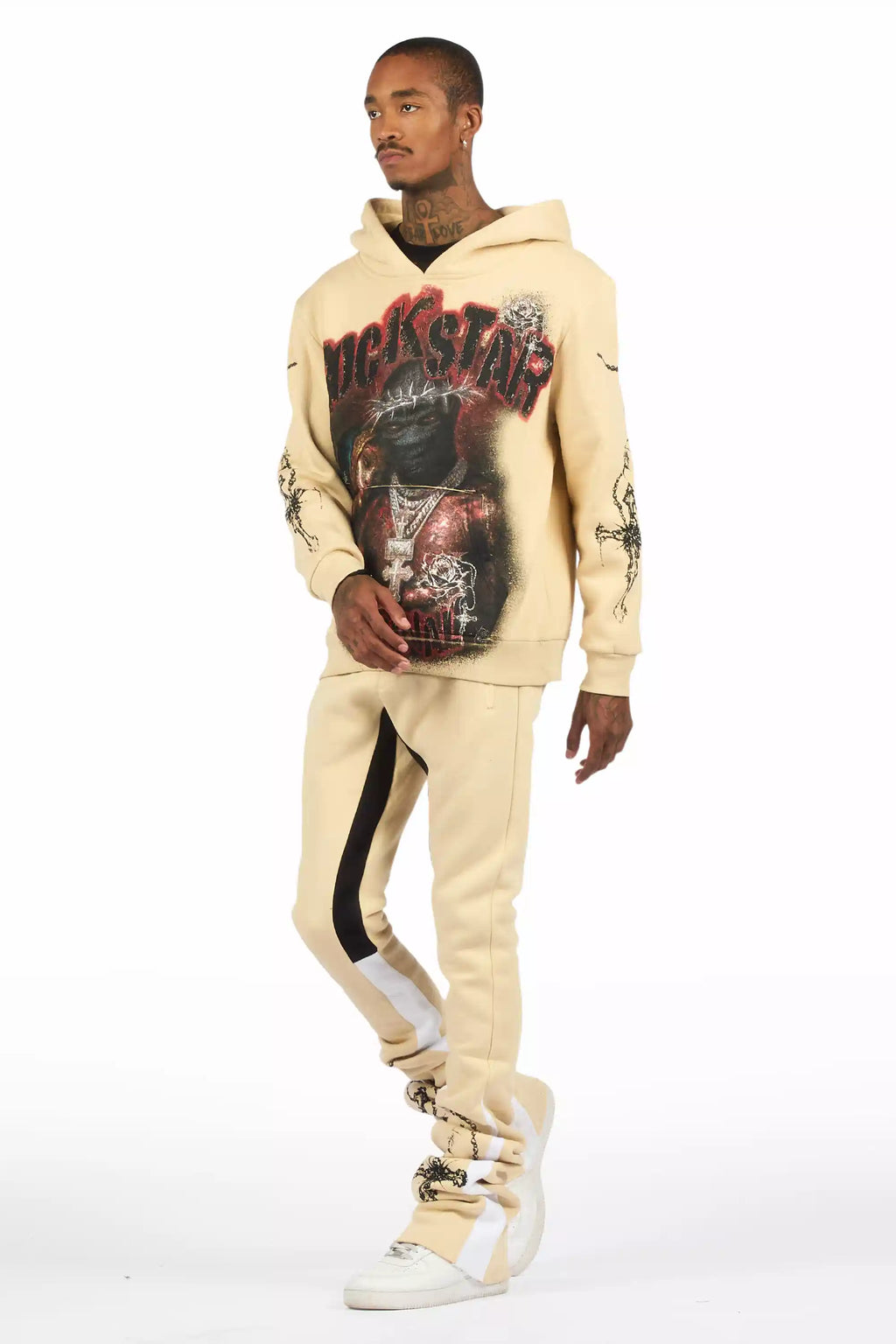 Vontae Beige/Black Hoodie/Super Stacked Track Set