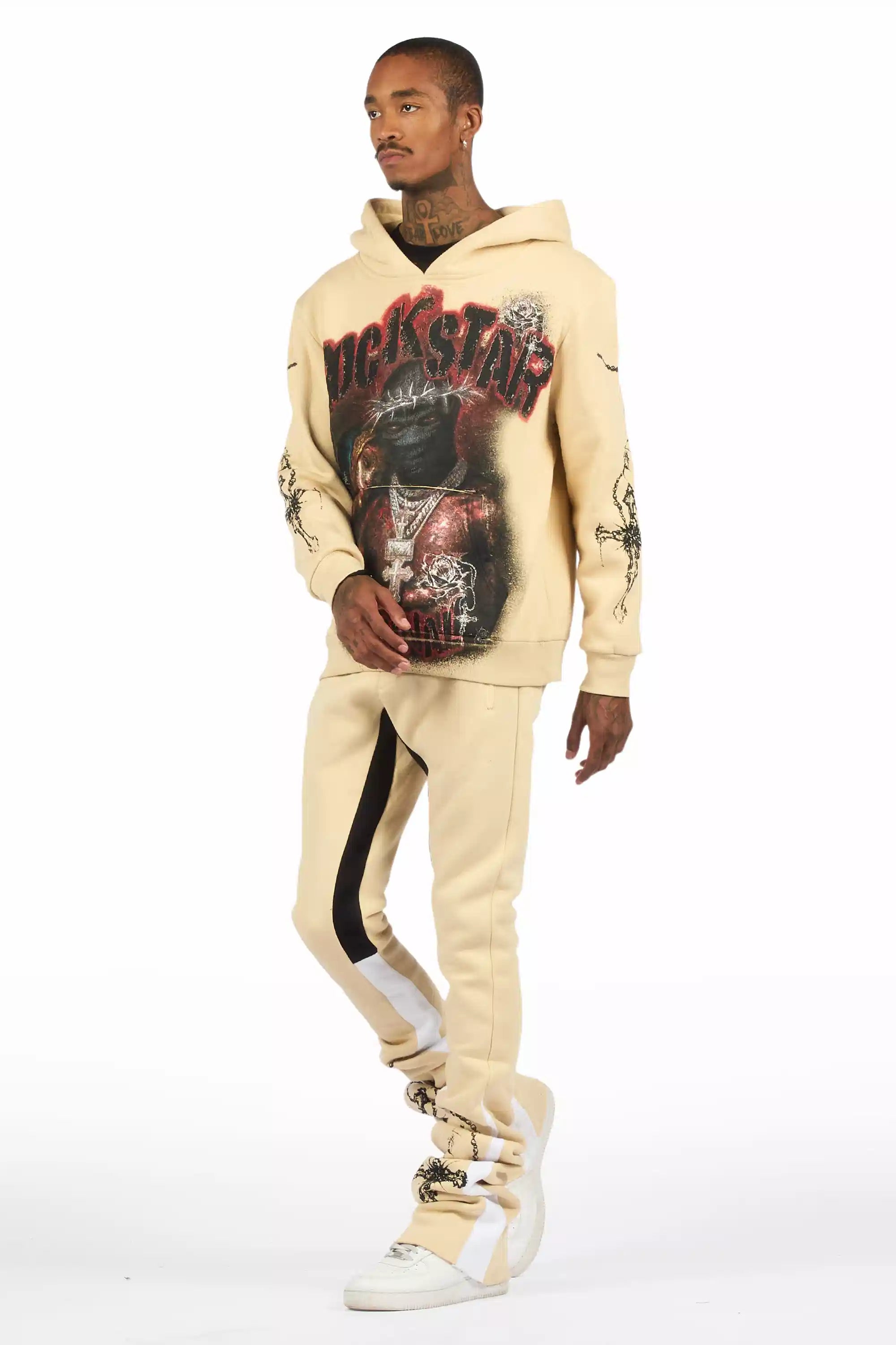 Vontae Beige/Black Hoodie/Super Stacked Track Set