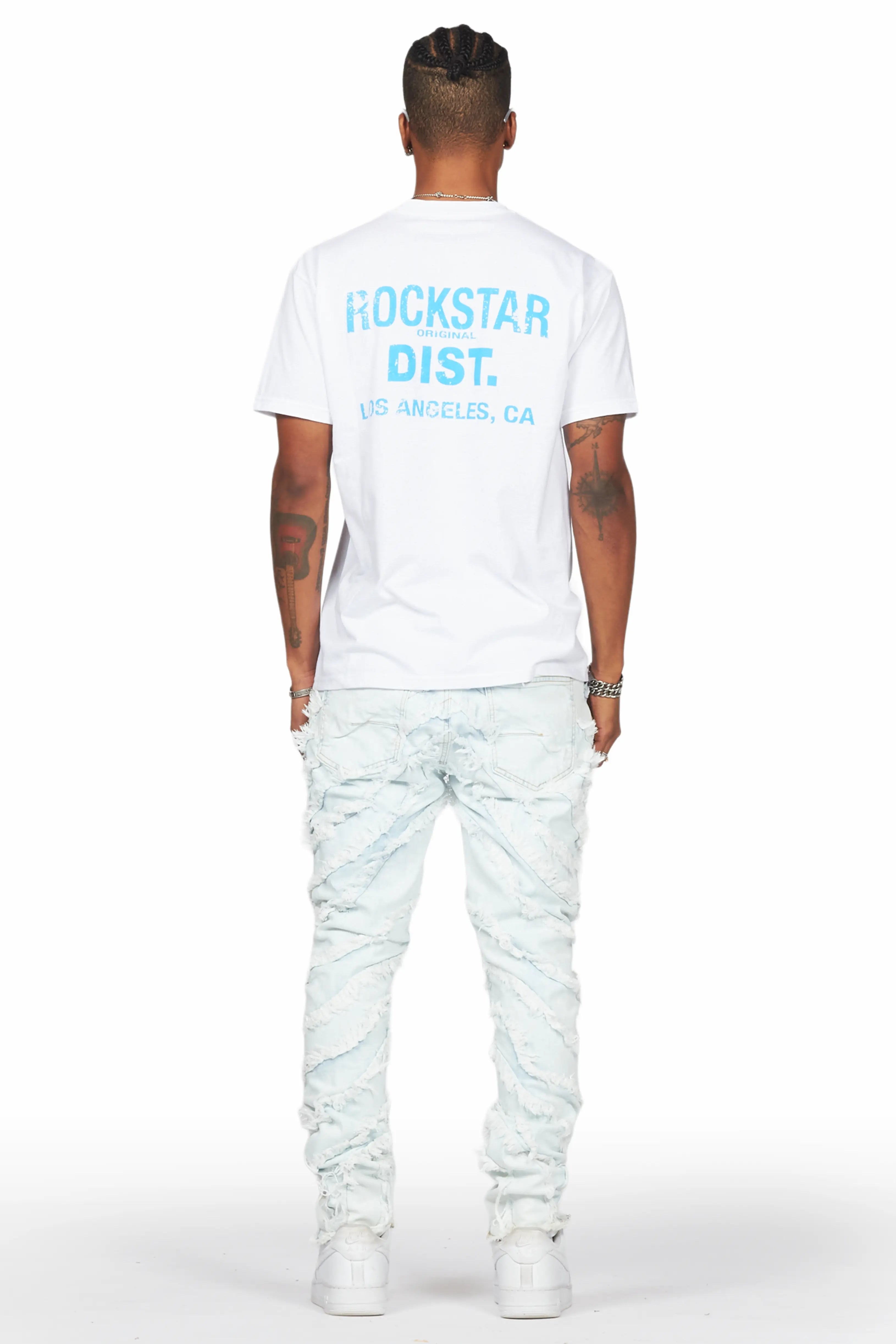 Cadiz Ice Blue Diagonal Patch Skinny Fit Jean