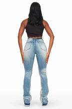 Khaleesy Light Wash Stacked Flare Jean