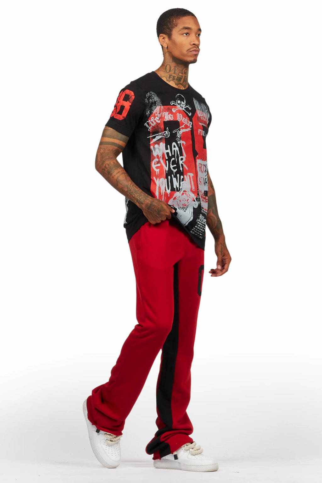 Grill Black T-Shirt/Baggy Stacked Pant Set