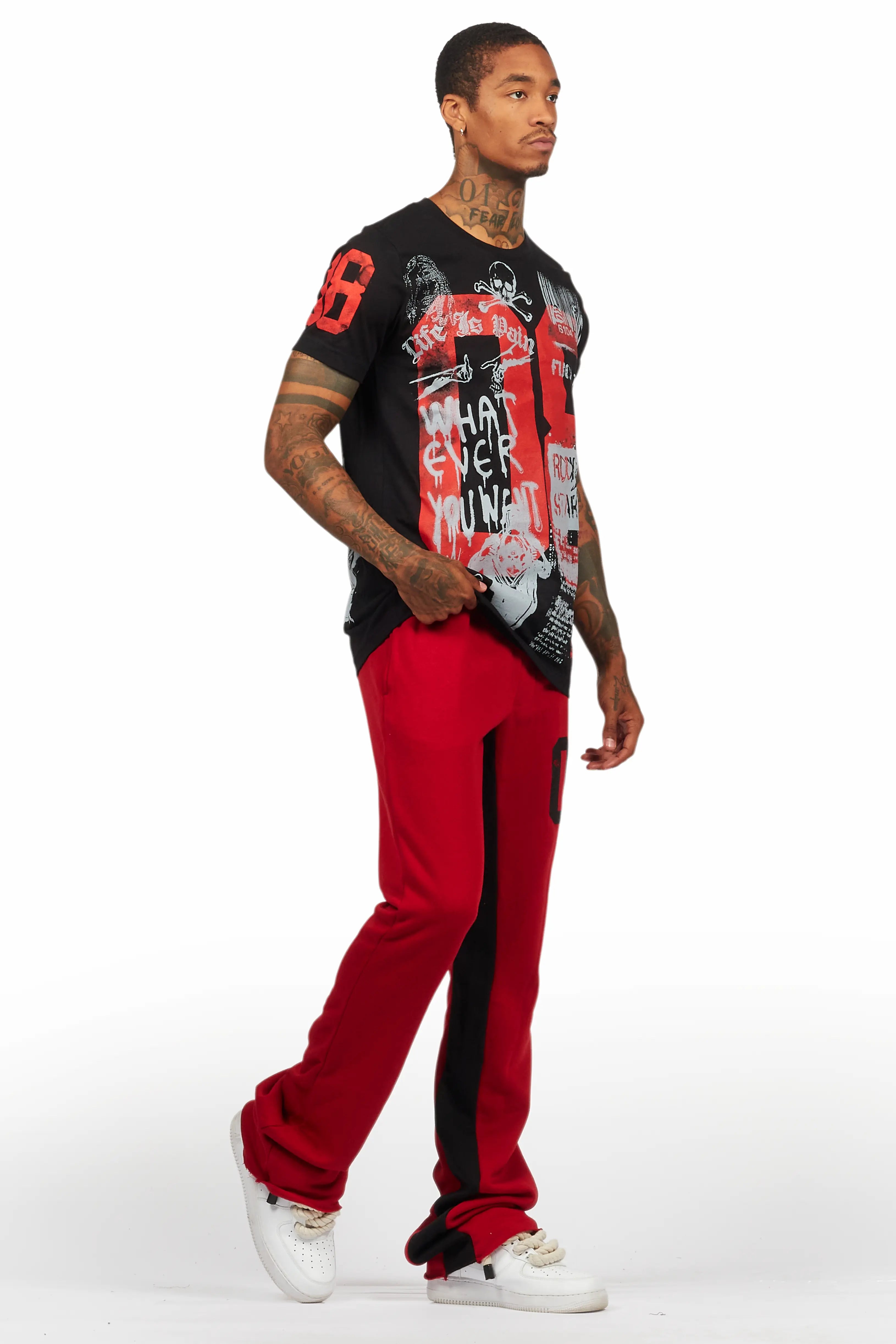 Grill Black T-Shirt/Baggy Stacked Pant Set