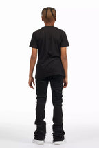 Boys Nesta Black/Yellow T-Shirt/Stacked Flare Jean Set