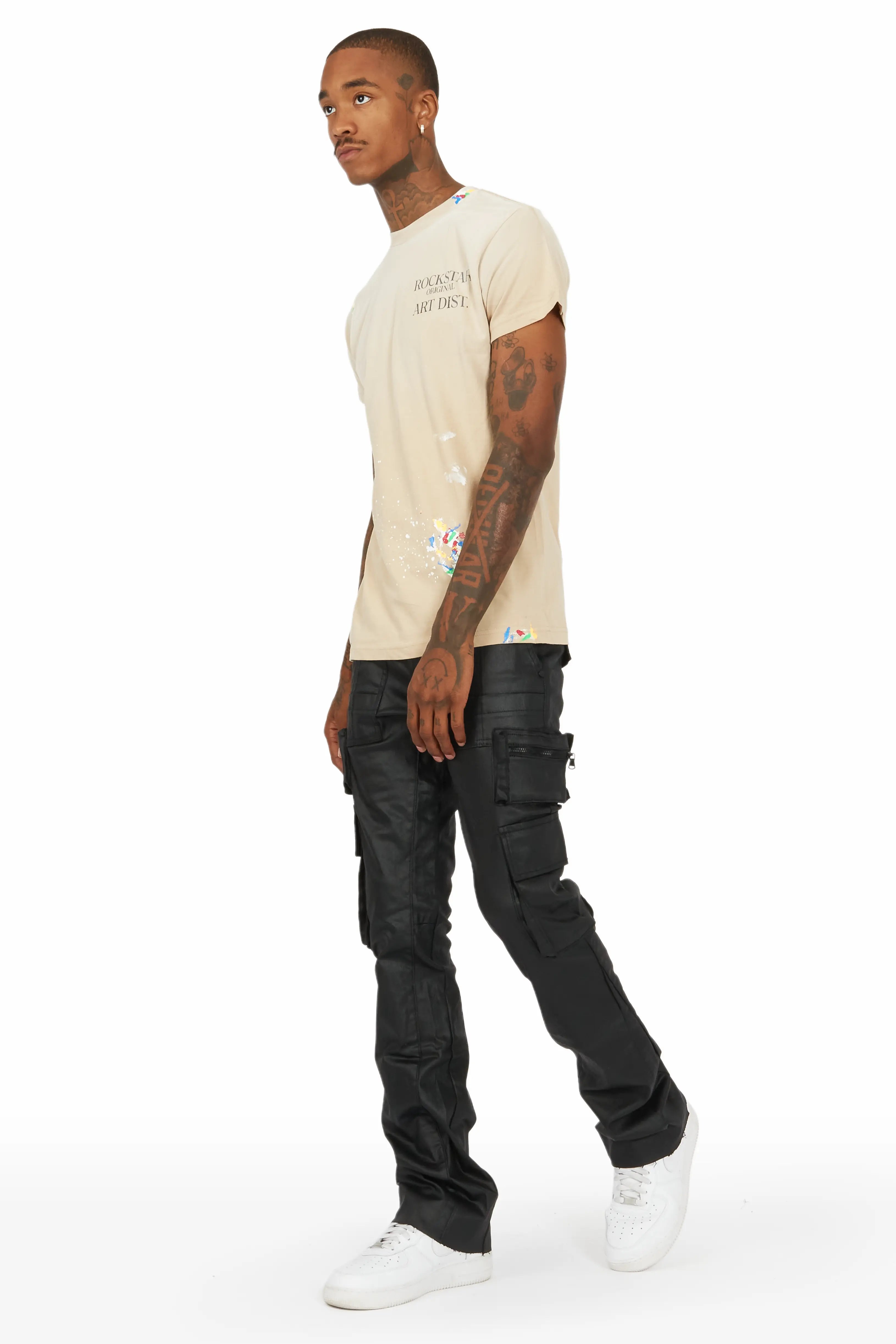 Ritz Black Coated Stacked Flare Jean