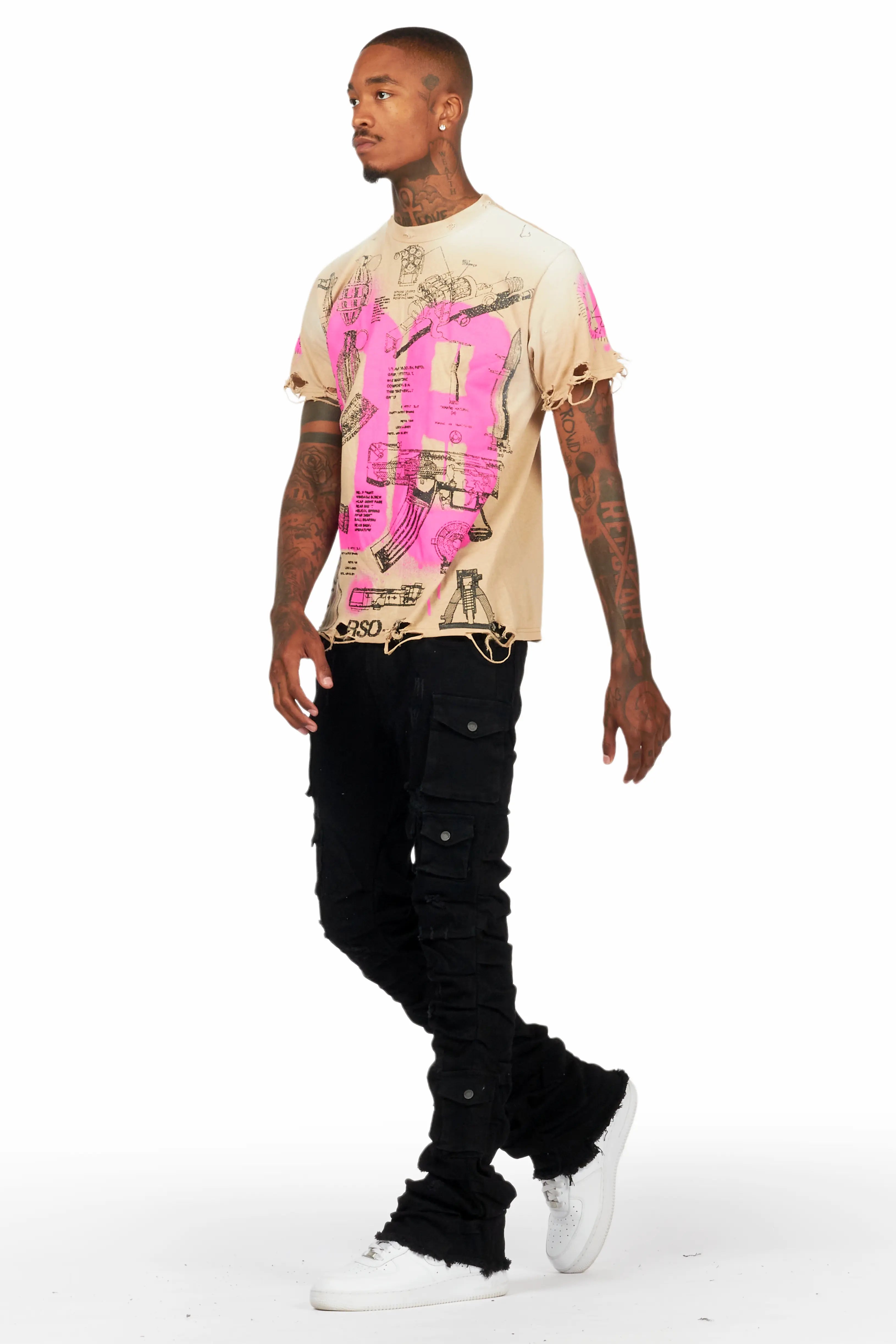 Edel Black Stacked Flare Jean