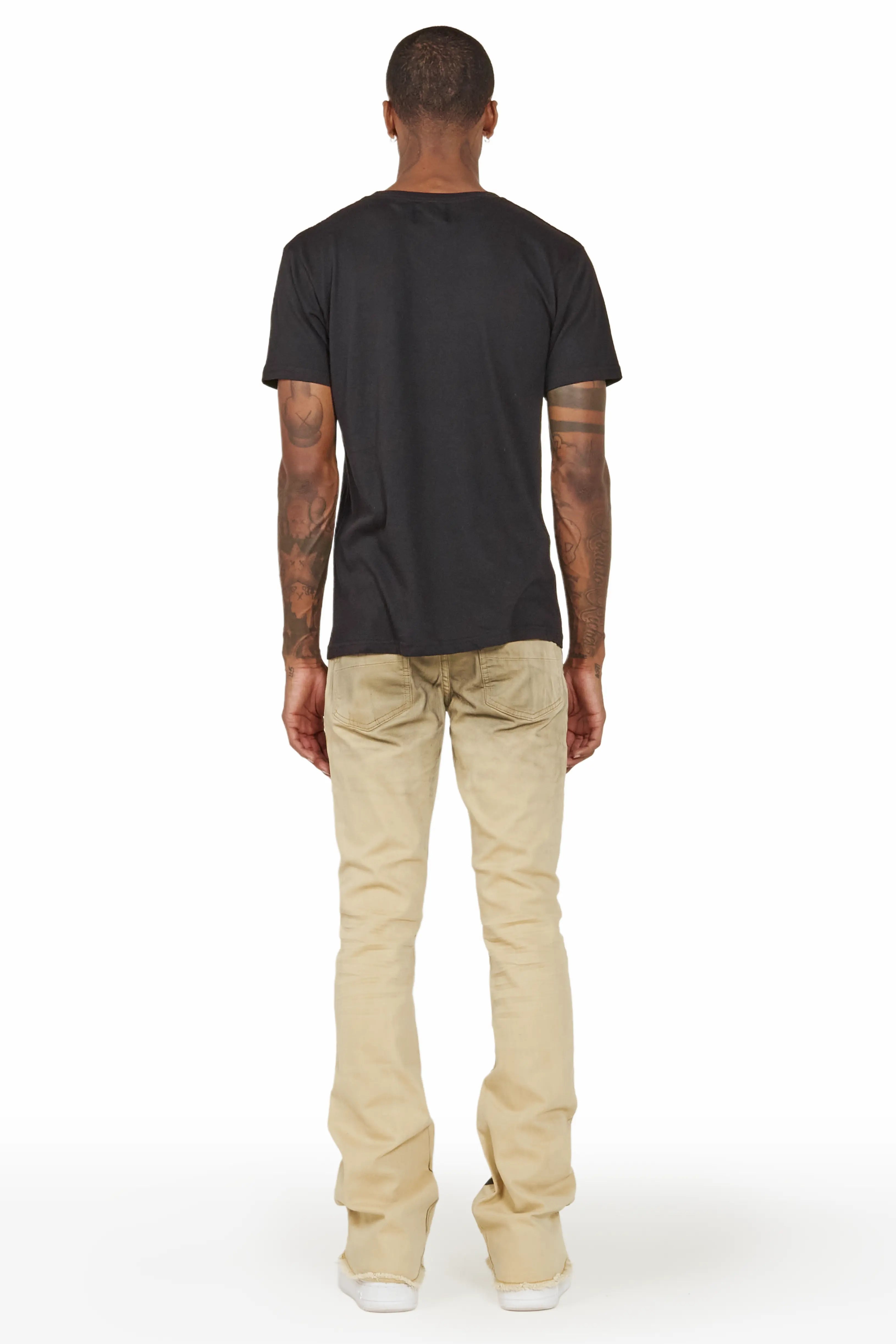 Bree Khaki/Black Stacked Flare Jean