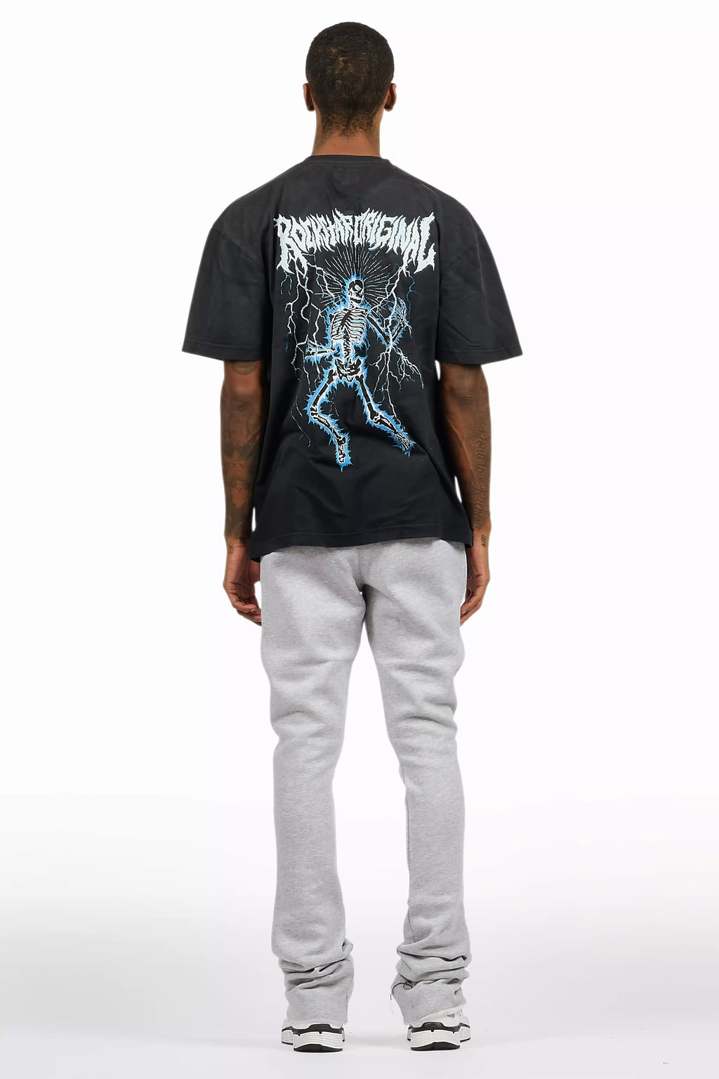 Exodus Charcoal Grey T-Shirt/Stacked Flare Track Pant Set