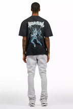 Exodus Charcoal Grey T-Shirt/Stacked Flare Track Pant Set