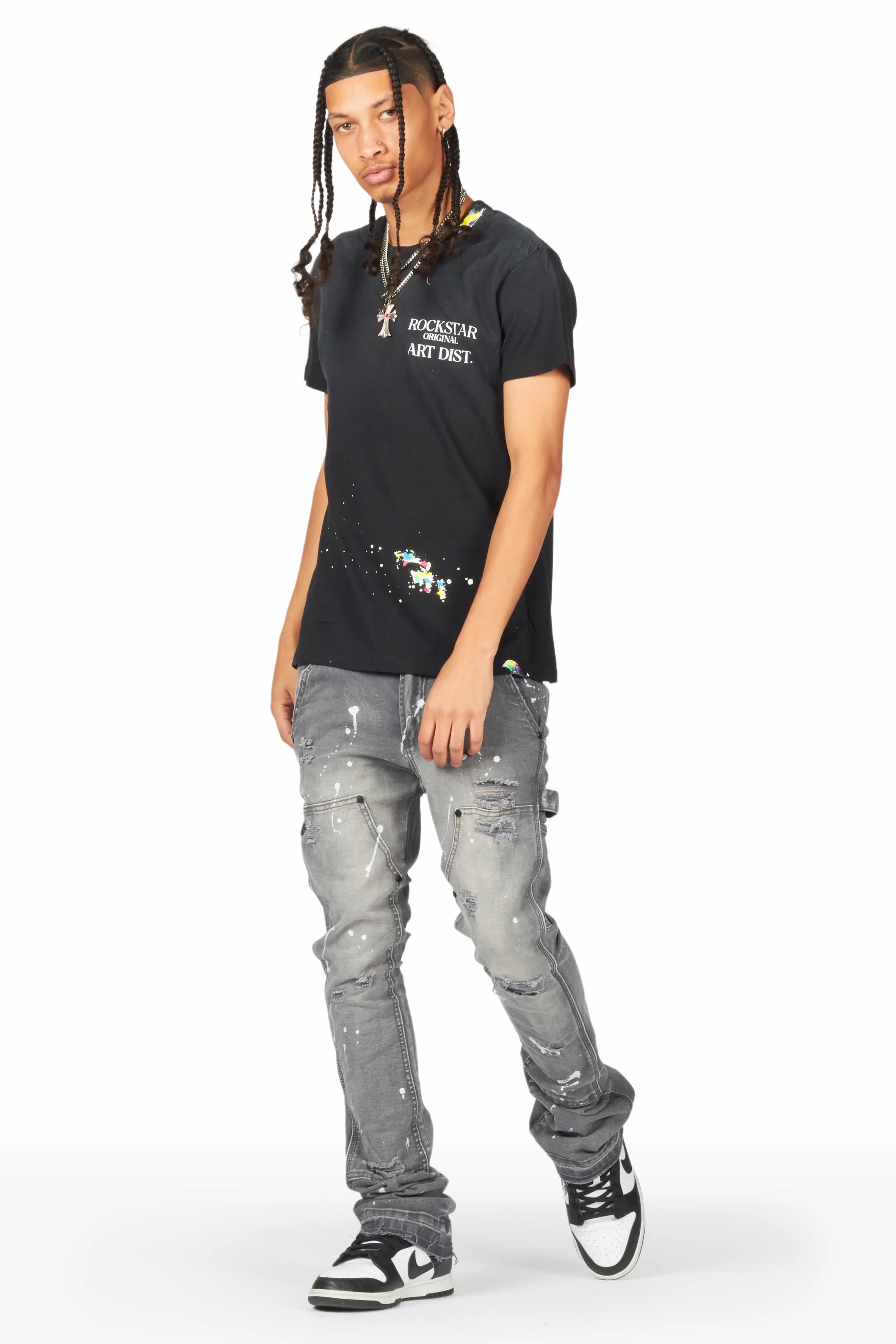 Thorton Grey Stacked Flare Jean