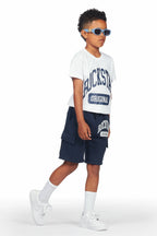Boys Nikko White/Navy T-Shirt Short Set