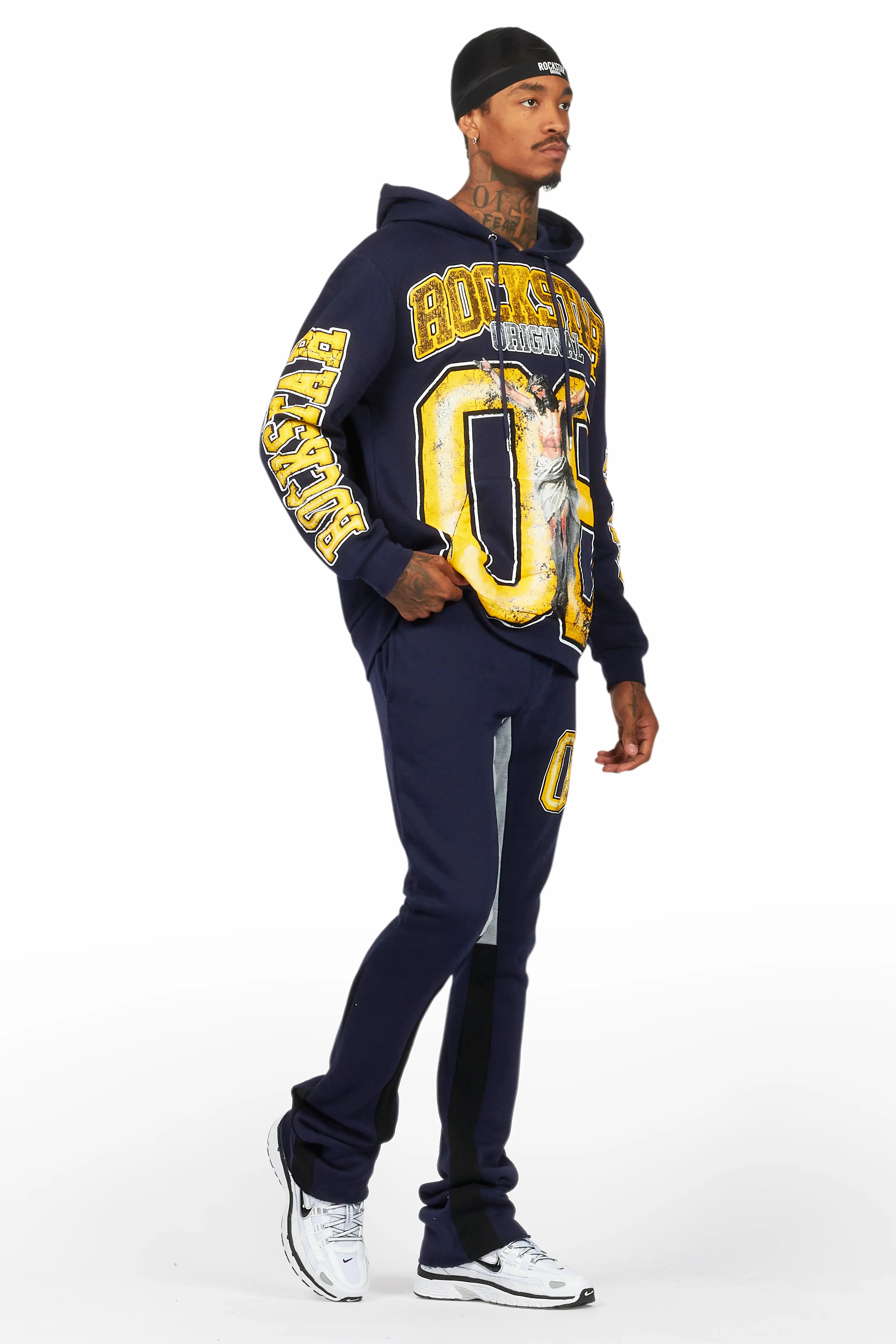 Fields Navy Stacked Flare Hoodie Track Set